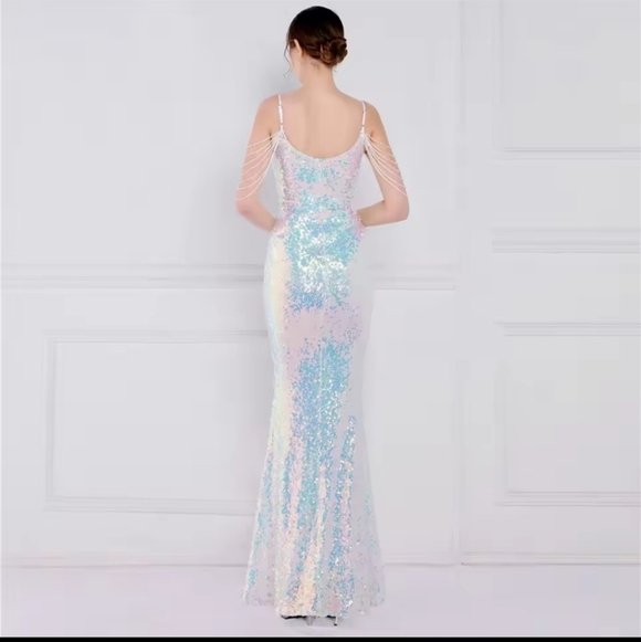 Glamorous Sequin Prom Dress - Blue and Pink - Picture 4 of 12